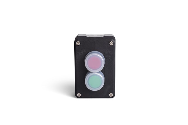 P Series Plastic 2 Holes BDDY +  BDDK +2* BEB + 2* C3BK (NO)+2* C4BK (NC) Black-Grey Control Box